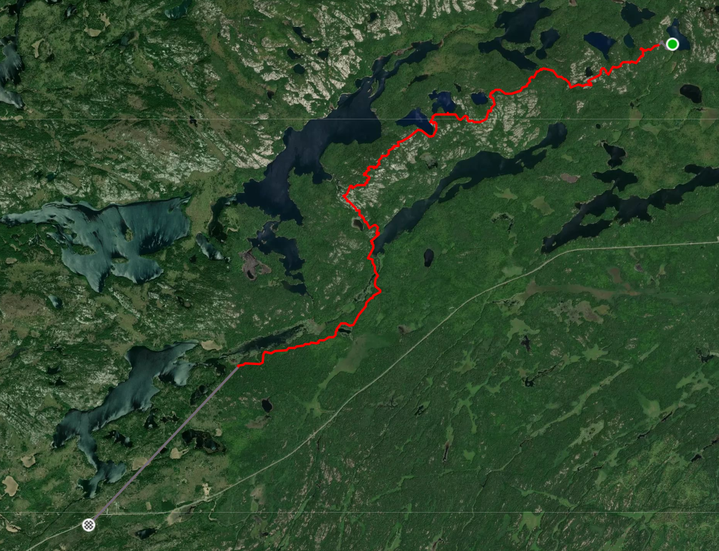 Map: H45 to George Lake 22.5km (you can see where I ran out of batteries)